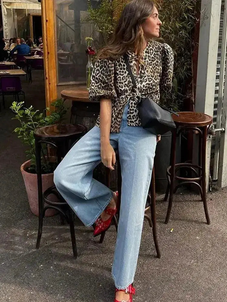 Leopard Print Bow Blouse Chic Statement Piece For Women