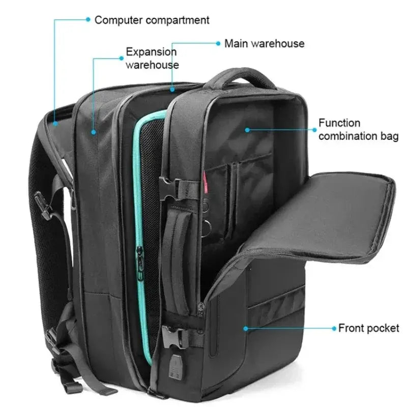 Expandable Airbag Backpack For Men 16 Inch Waterproof Bag