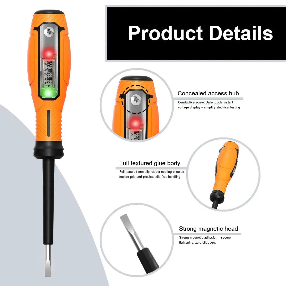 Non-Contact Screwdriver Voltage Tester Pen Live Wire Check Breakpoint Finder AC 12-220V LCD Display Screen Voltmeter NJTY LY86D