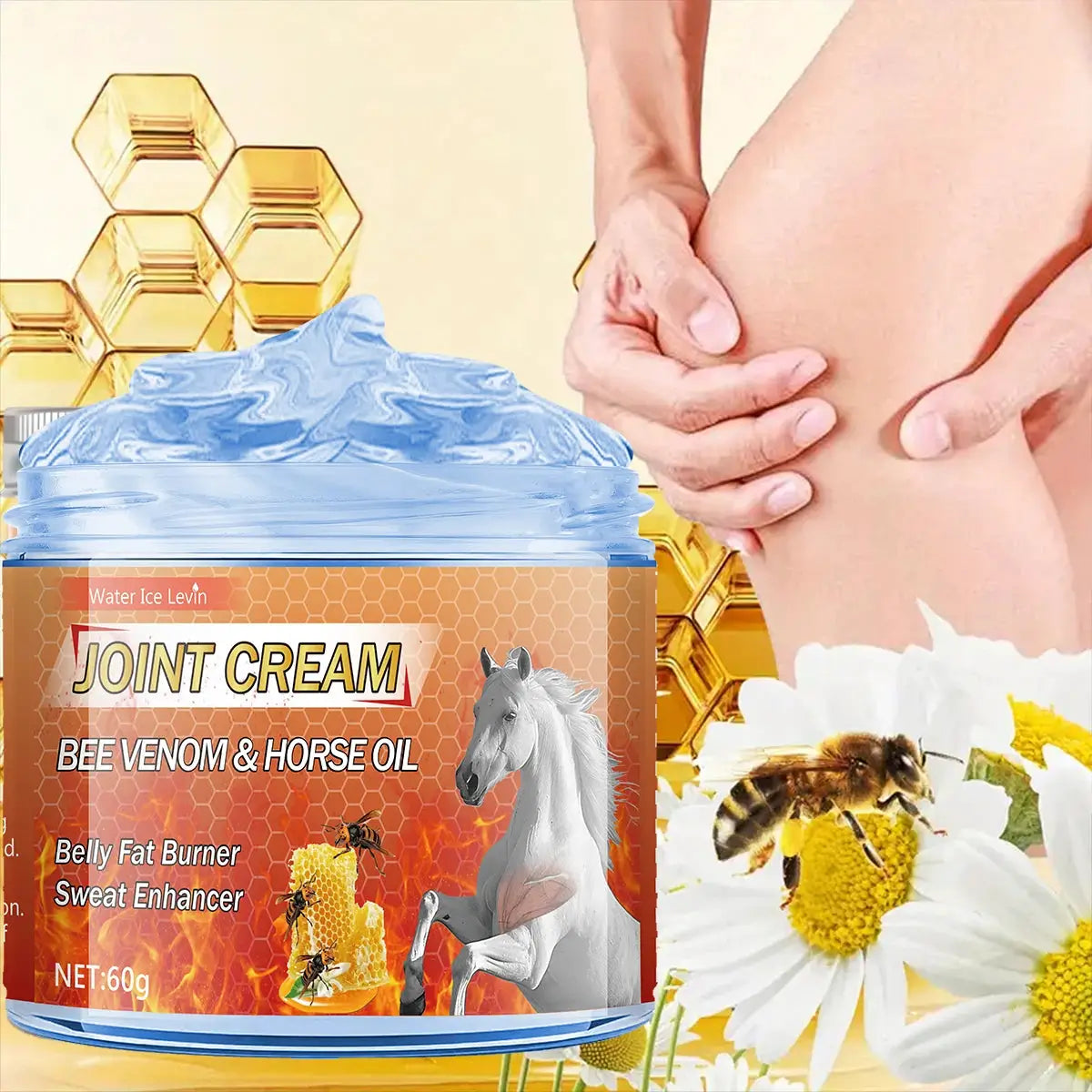 Bee Venom & Horse Oil Joint Cream - Moisturizing Formula with Ginger, Chamomile, and Arnica Extracts, Suitable for Knees, Back, Shoulders, and Neck Muscles - 60g