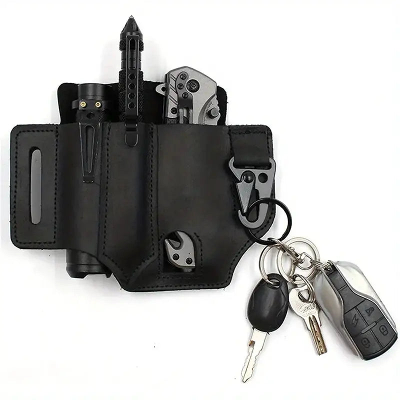 Tactical Multi Tool Belt Leather Bag Portable Tool Storage Bag Holster Outdoor Camping Hunting Waist PU Leather Pocket
