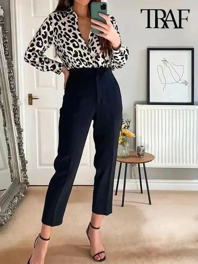Vintage High Waist Zipper Pencil Pants For Women Classic