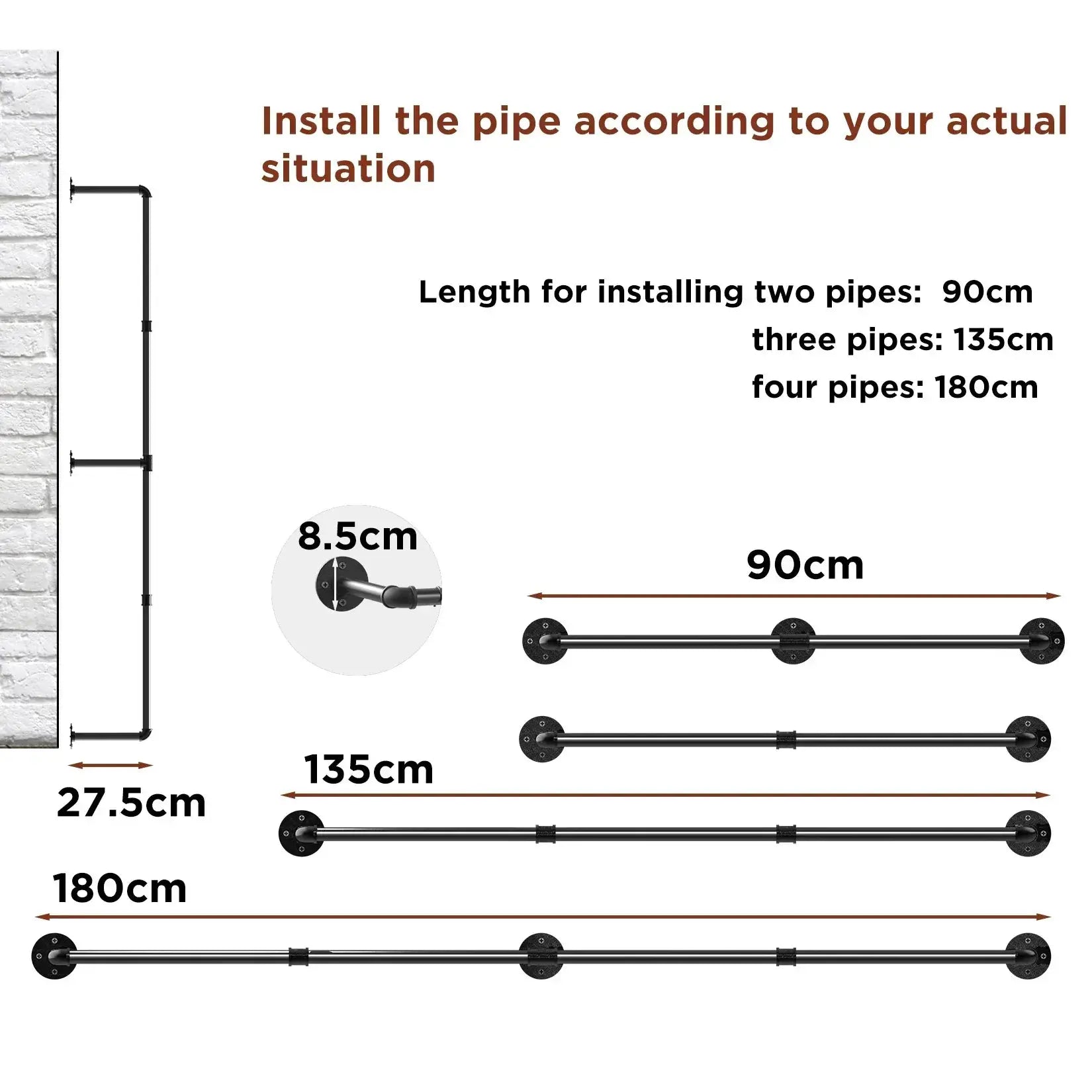 180cm Bedroom Garment Rail Multipurpose Rack Sturdy Frame