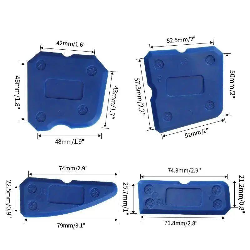 Silicone Caulking Scraper Set Precision Seal Tool Kit 4pc