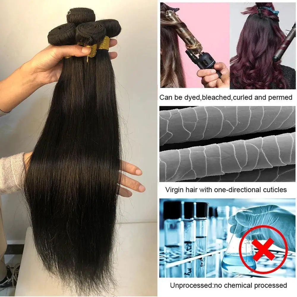 Straight Human Hair Bundles 26 28 30 Inches Brazilian Weave