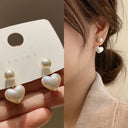 Heart Shaped Pearl Drop Earrings For Women Fashion Jewelry Accessories