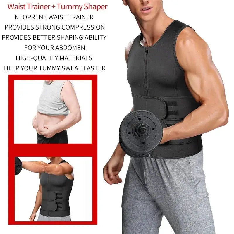 Qtree Mens Body Shaper Waist Trainer Sauna Suit Sweat Vest