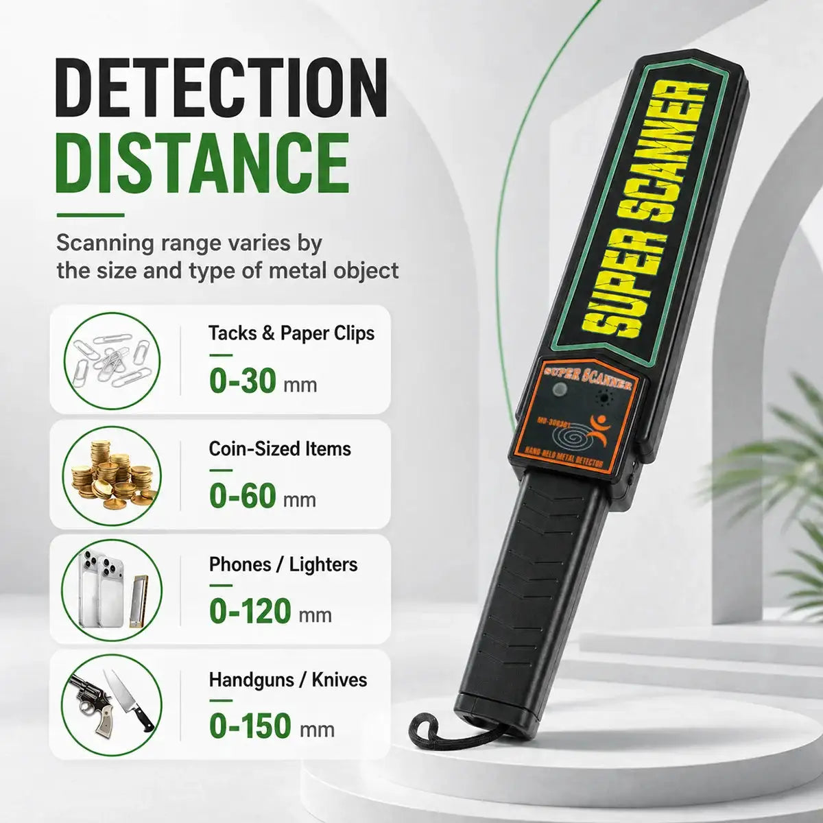 Handheld Metal Detector Security Scanner Adjustable Sensitivity Audio Vibration Alarm Portable Inspection Tool Airport Safety