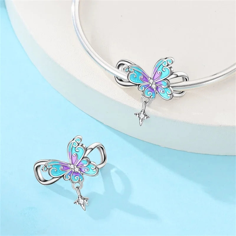 Sterling Silver Blue Purple Butterfly