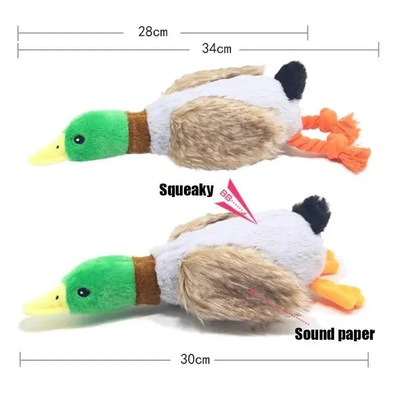 Plush Duck Squeaky Dog Toy With Cleaning Tooth Chew Rope