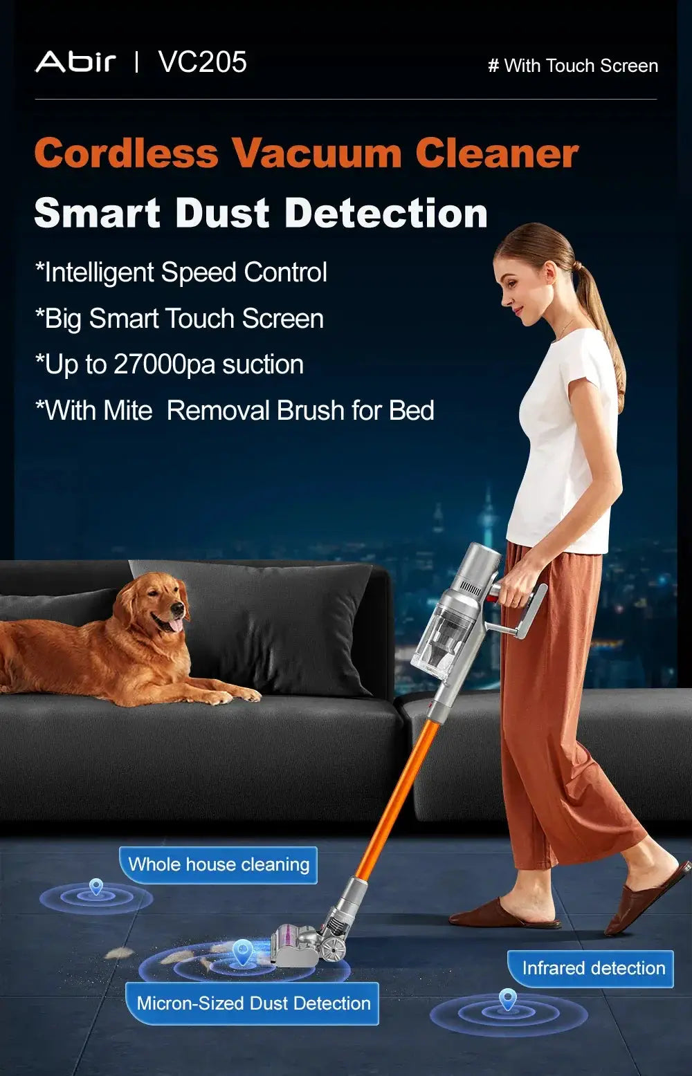 Abir VC205 Cordless Handheld Vacuum Cleaner 27000Pa
