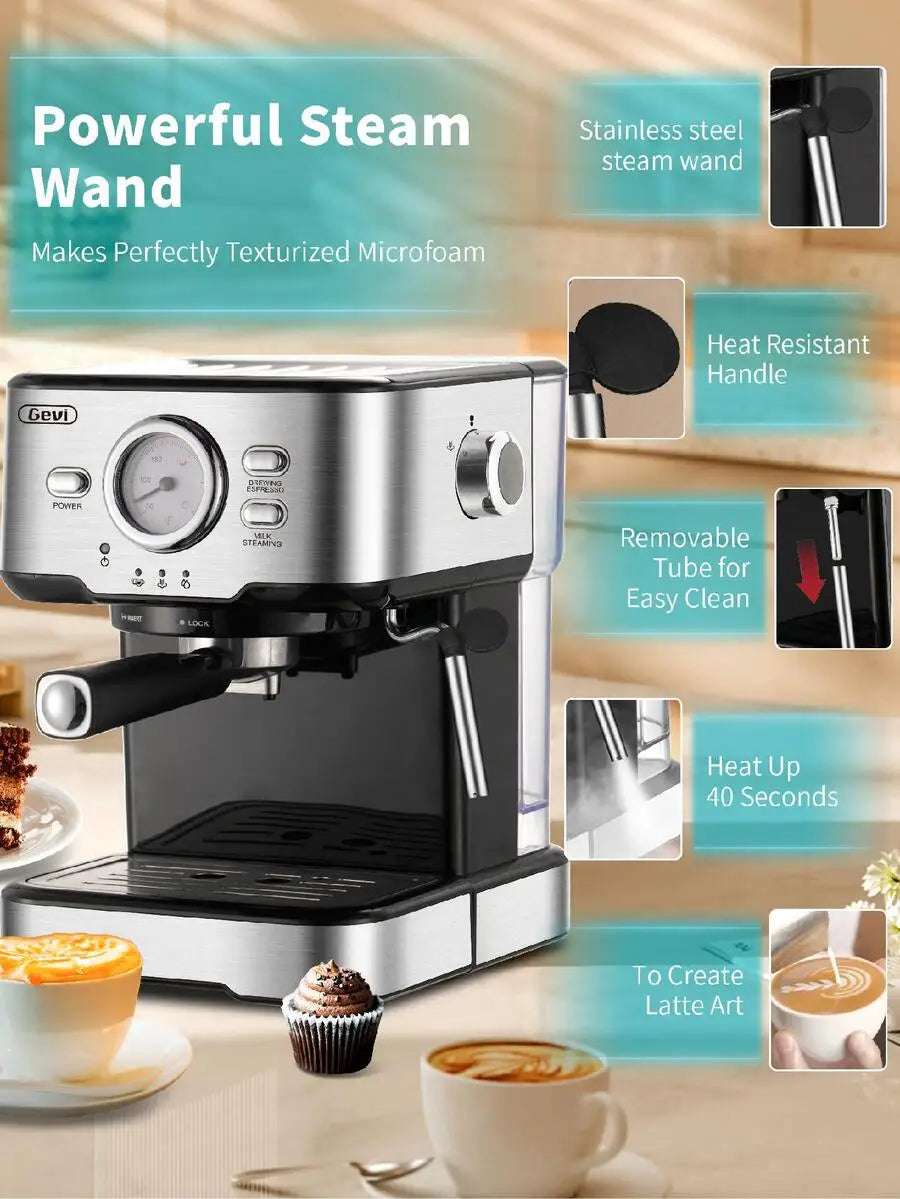 Espresso Machine Pump Pressure, Cappuccino Coffee Maker — product view 6