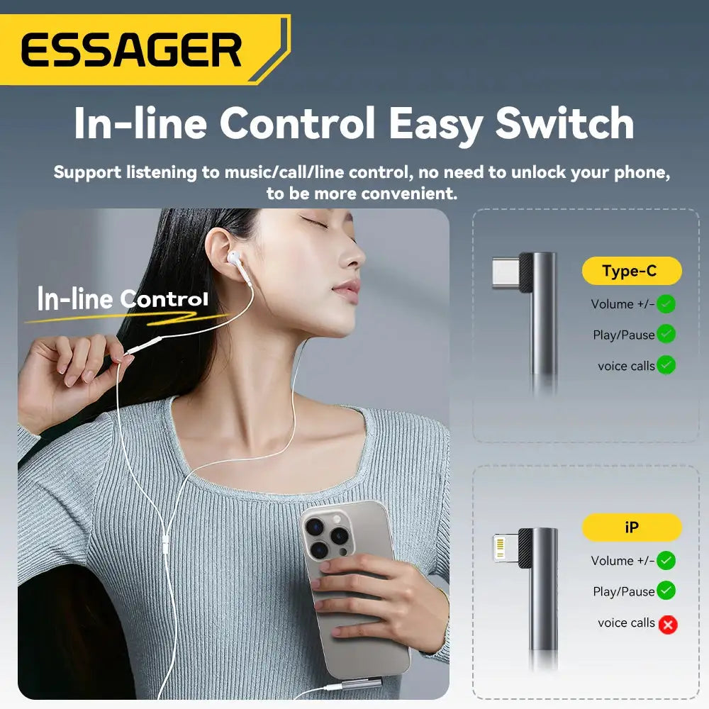 Essager Type C Audio Adapter - Lossless Sound