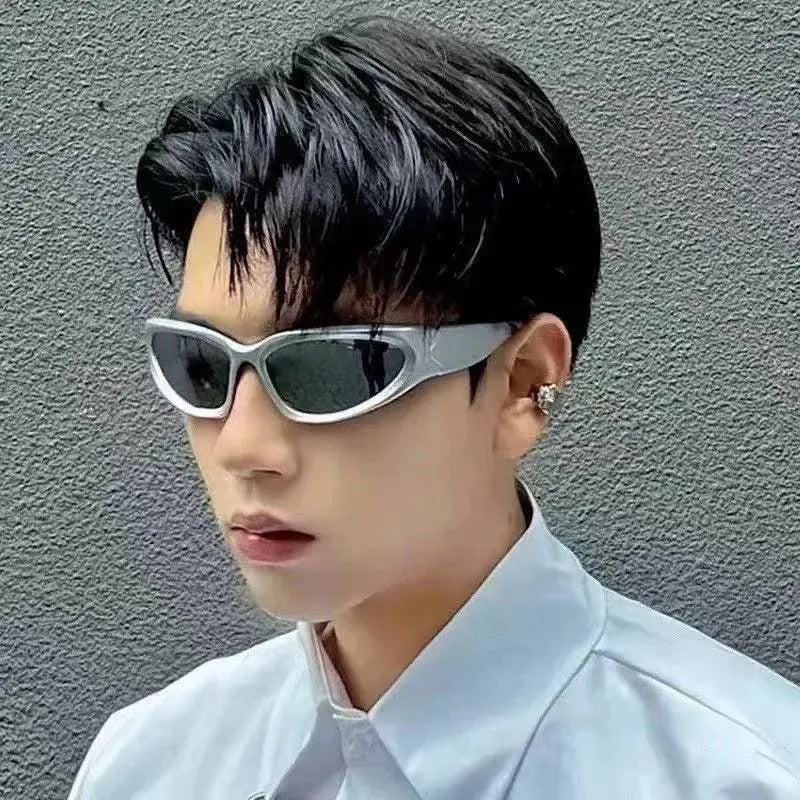 Unisex Oval Punk Sunglasses Y2K Fashion Style Trend