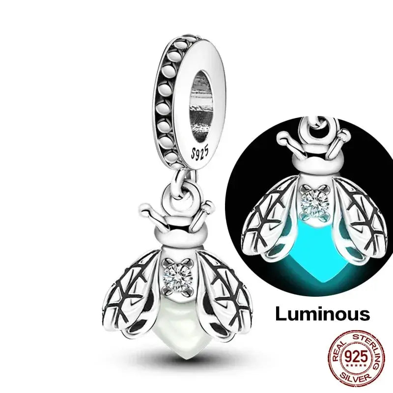 925 Silver Chameleon Glowworm Firefly Bead for Pandora