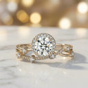 Moissanite Ring in Sterling Silver Flowing