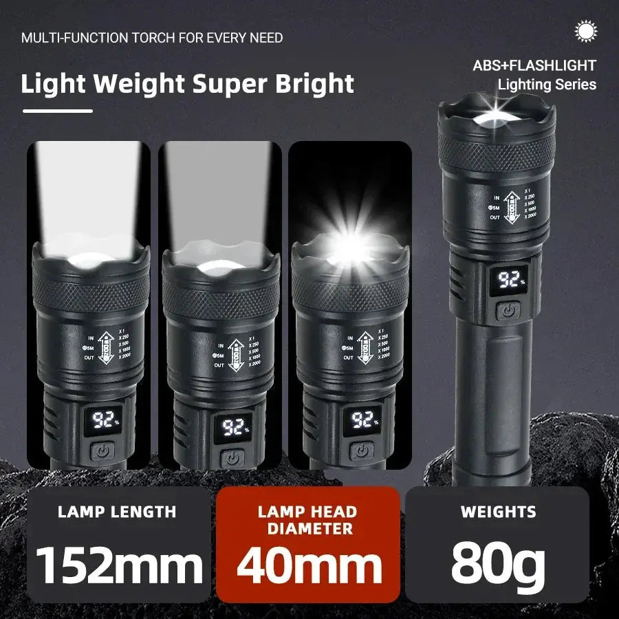 2000LM LED Tactical Flashlight High Power Outdoor Torch