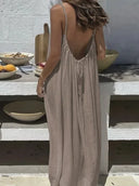 Women Strapless Backless Maxi Dress Sleepwear Loungewear Casual Loose Fit Summer