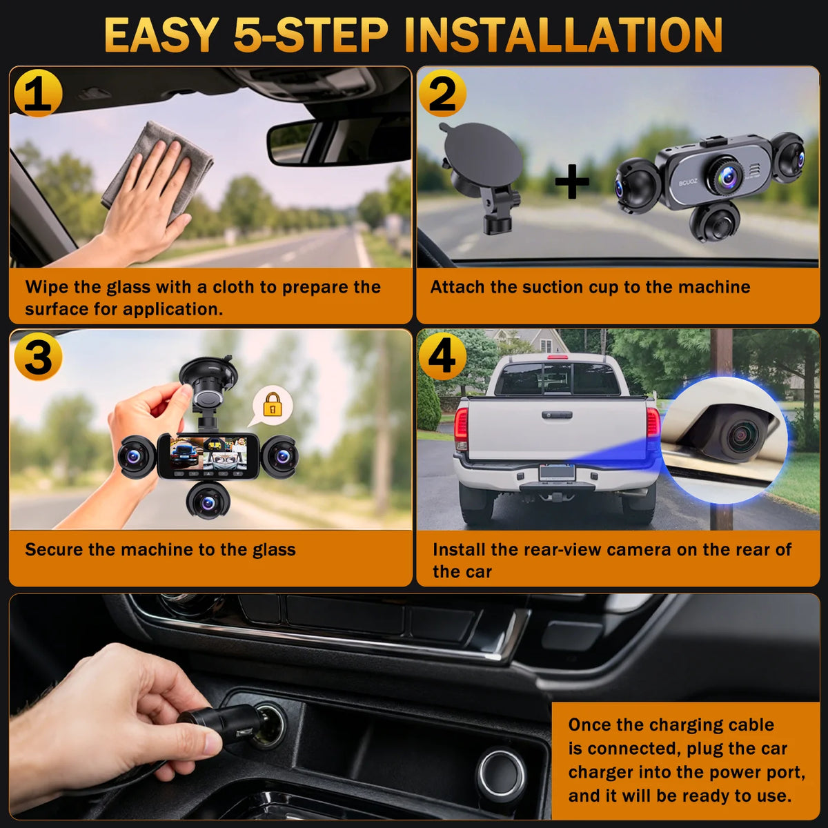 BCUOZ ° Dashcam Front Rear Left Right Car Cameras Super Night — product view 7