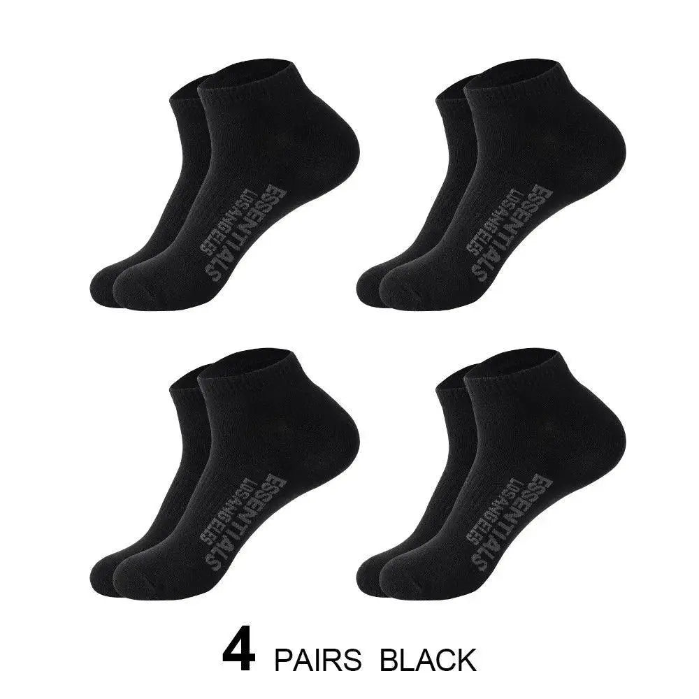 Trendy Hip Hop Low Cut Socks 4 Pack Cotton Style Unisex
