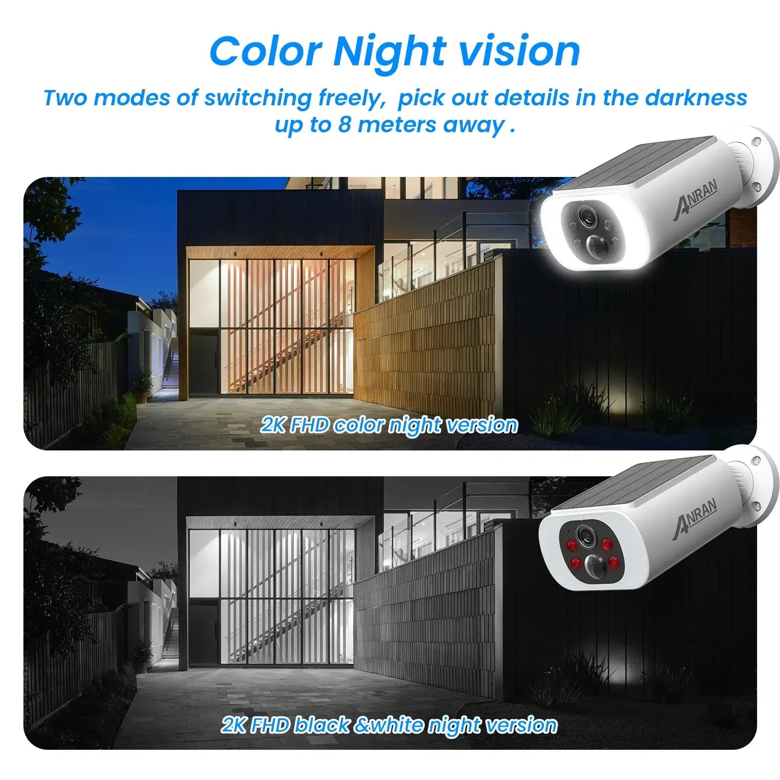 ANRAN Wireless Battery Solar Security Camera Floodlight Color Night Vision by stepyours.com