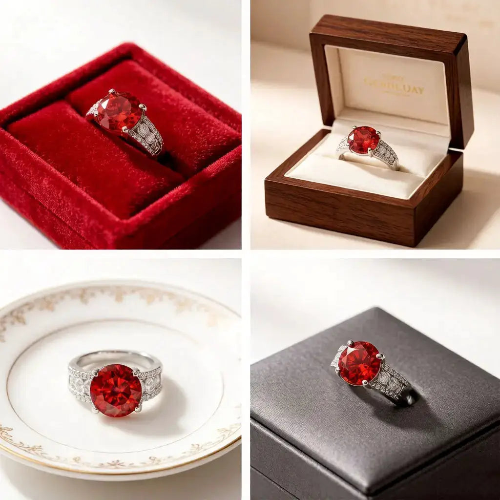 Sterling Silver Sterling Silver Red Moissanite Ring — product image 2