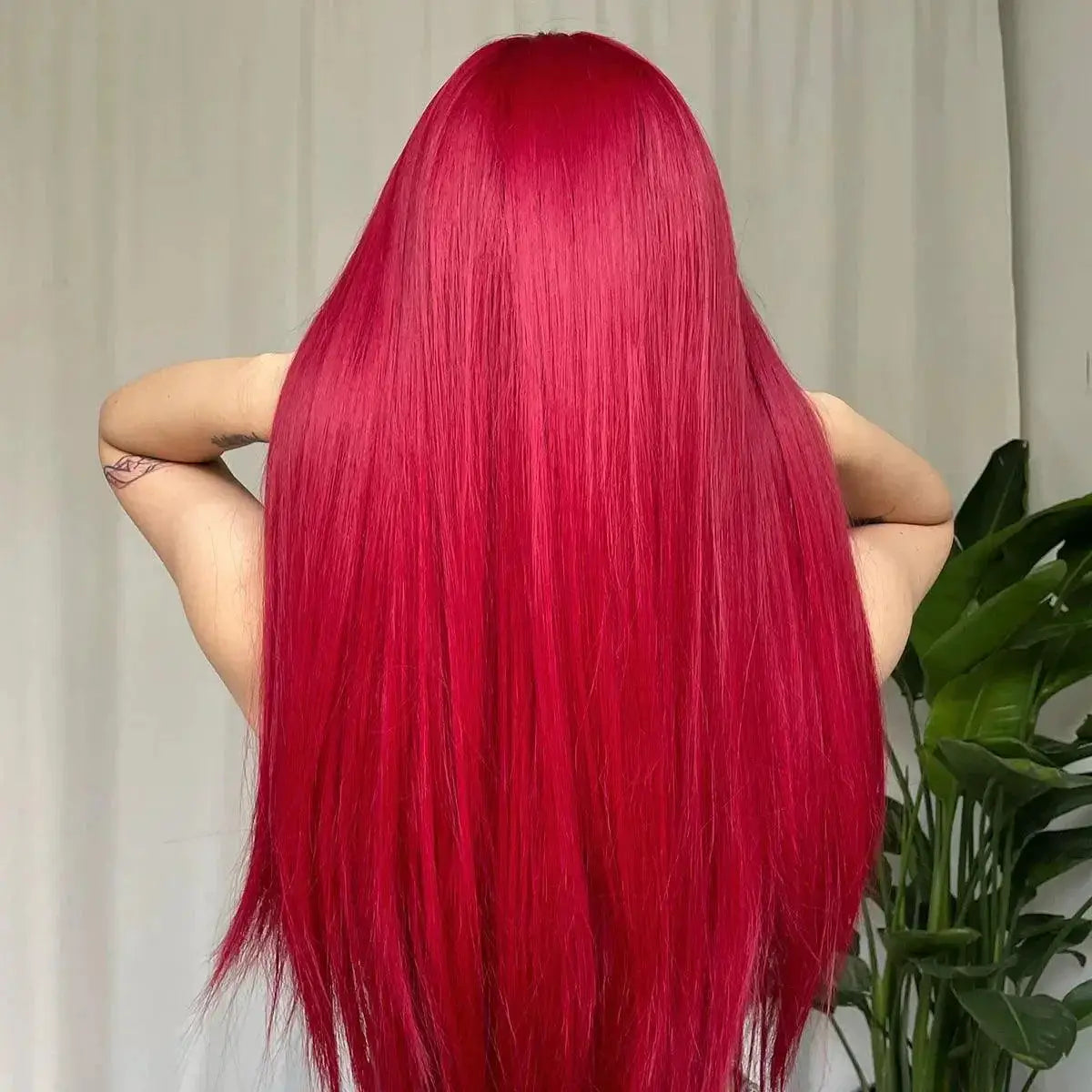 Wine Red Cosplay Wig Long Straight Hair Heat Resistant