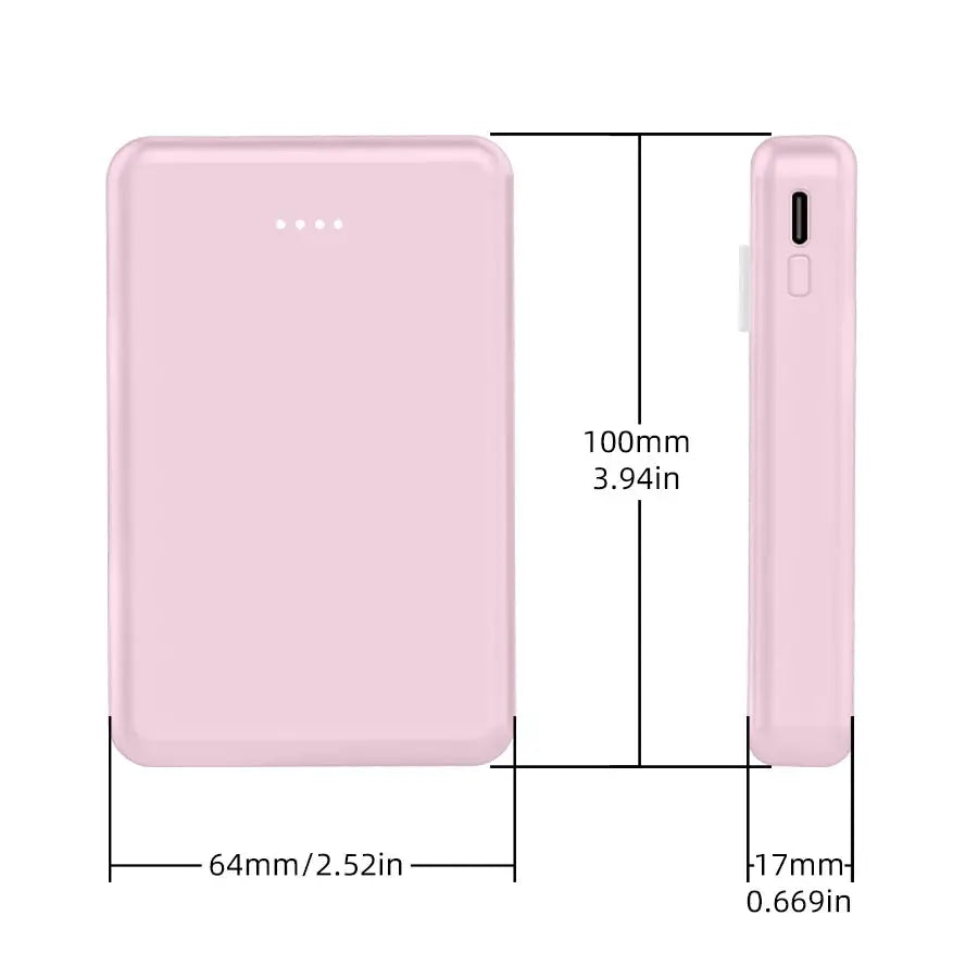 Mini 5000mAh Portable Power Bank With Built-in LED Digital Display, 1 USB-A Port and 3 Integrated Charging Cords, Ultra Compact External Battery Pack, Support Multiple Devices Simultaneous Charging Compatible With Android Sm