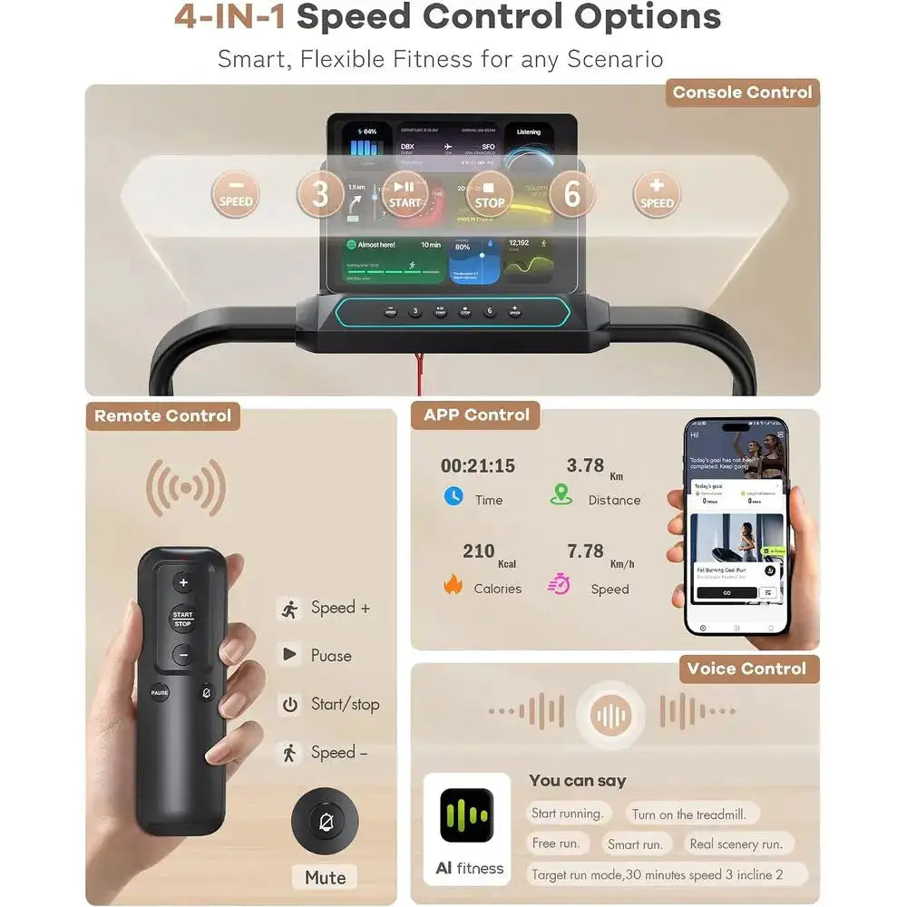 Portable Walking Pad with Handlebar, 320LB Capacity, Home Office Desk Treadmill, Incline Feature, App-Controlled Running Machine