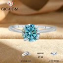 Blue Moissanite Ring in Sterling Silver