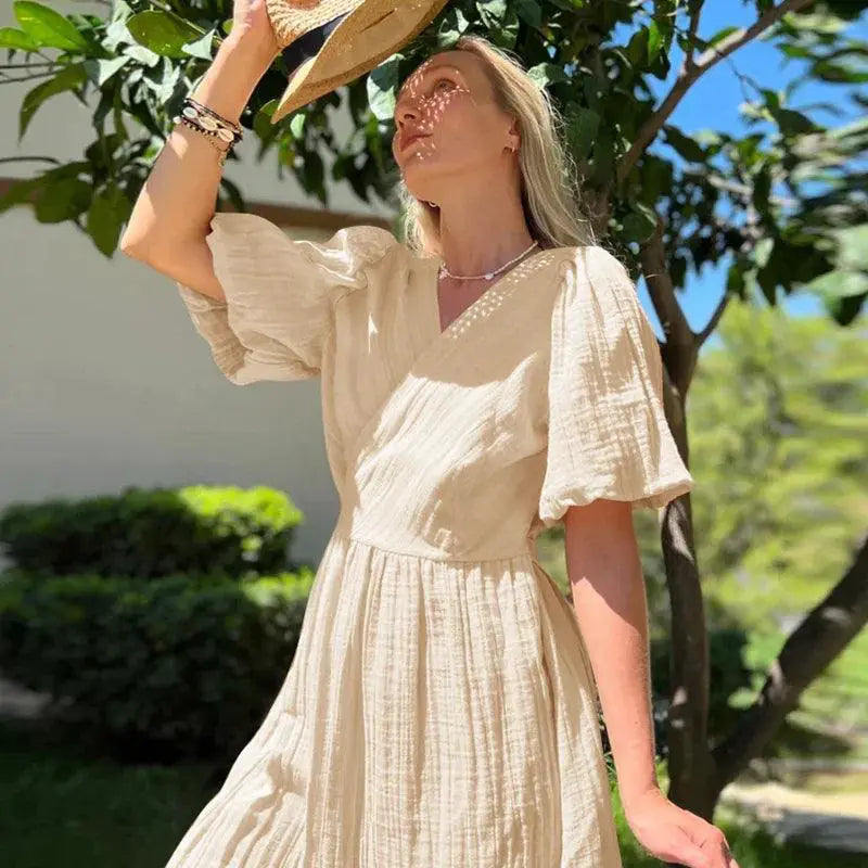 Muslin 100 Percent Cotton Gauze Long Chic Sundress For Women
