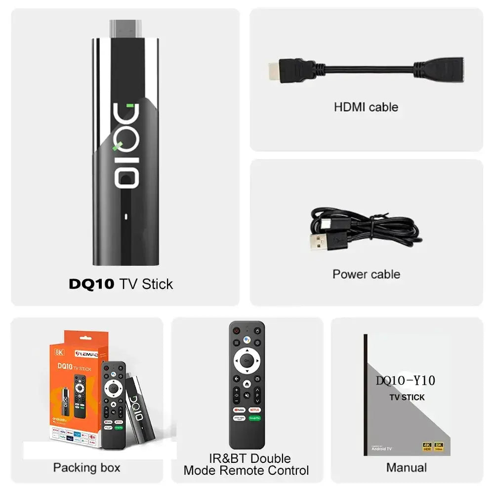 LEMFO DQ10 ATV Mini TV Stick Android 13 8K 4K WiFi 6