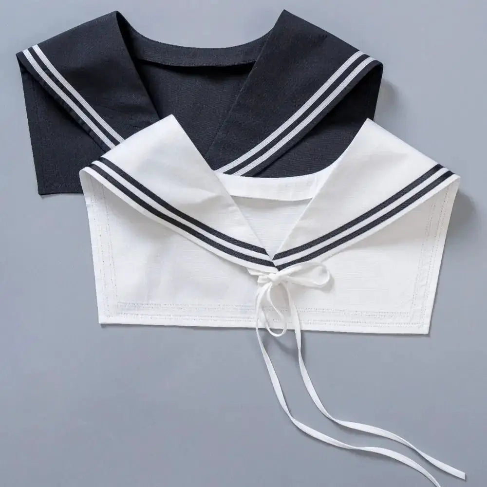 Striped Sailor Fake Collars Scarf Detachable Cotton Top Fake Collar Necklaces Black White Laced False Tie Neckwear