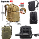 Large Capacity Waterproof Tactical Backpack 50L for Men
