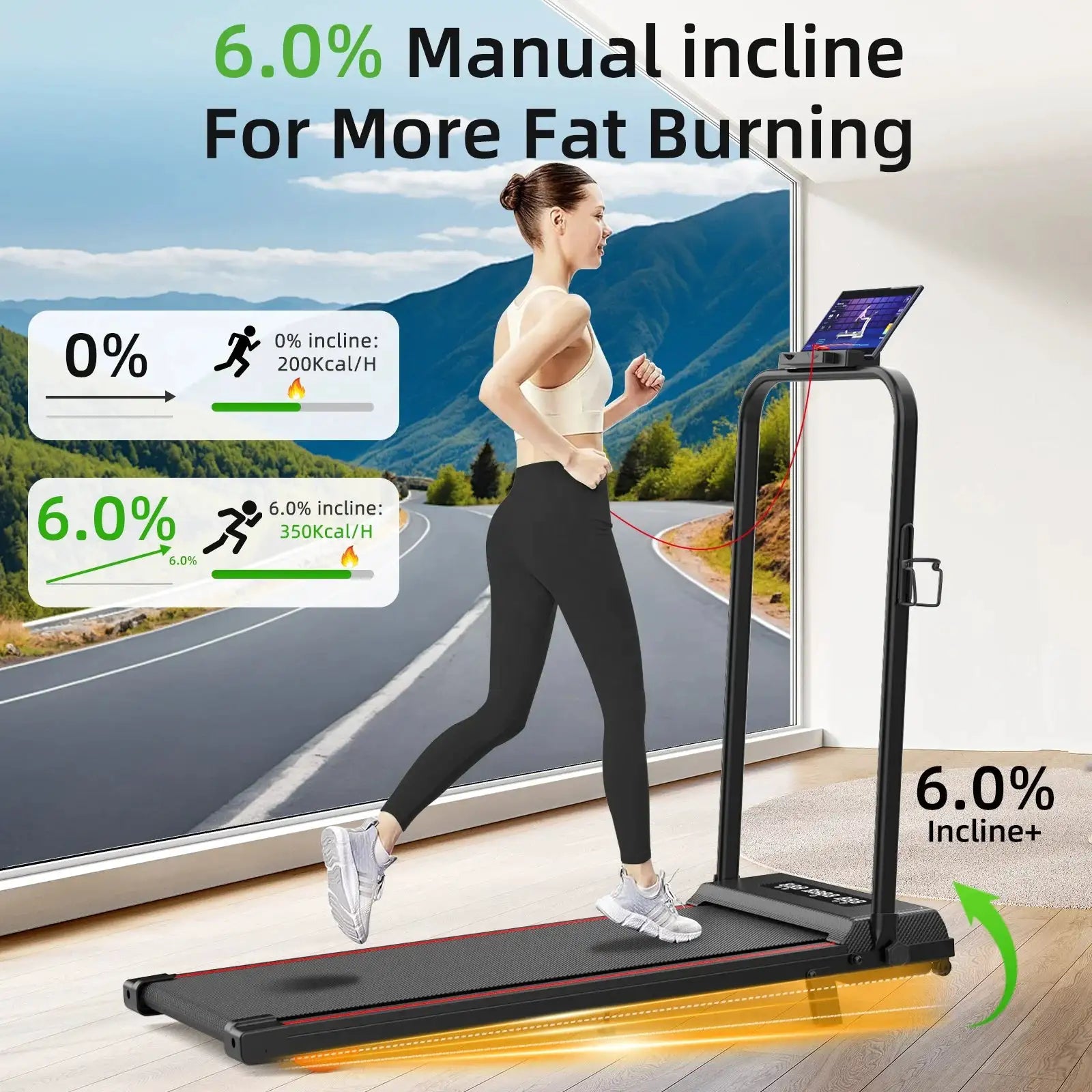 Manufacturer LED Screen Manual Incline Foldable Treadmills 10KM Space Saving Home Use Walking Pad