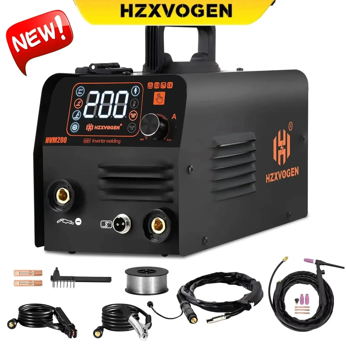 HZXVOGEN HVM200 Gasless MIG Inverter Welder — product view 1