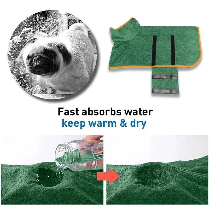 Dog Microfiber Bathrobe Towel For Dogs After Bath Quick Dry