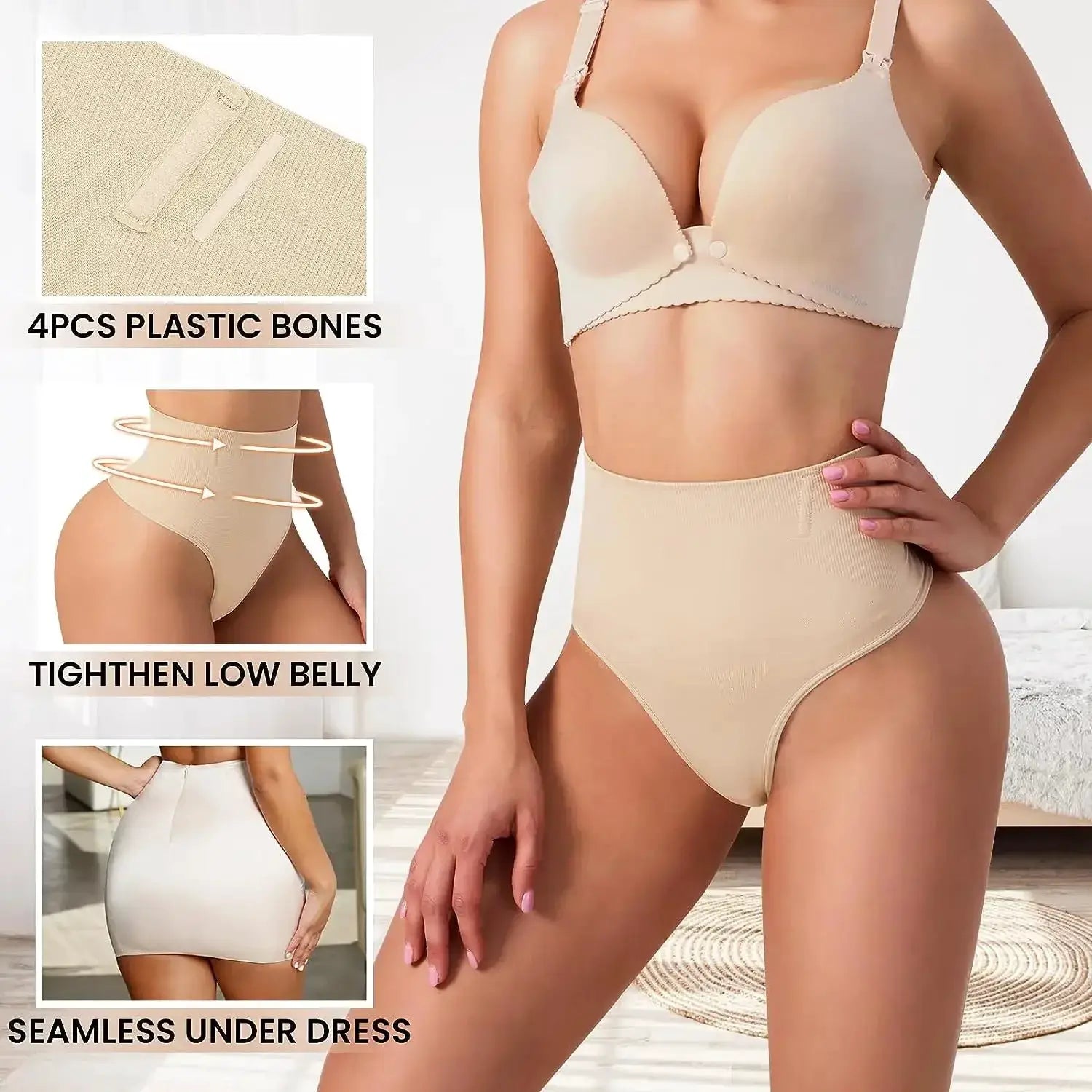 Miss Moly High Waist Control Thong Panties For Women