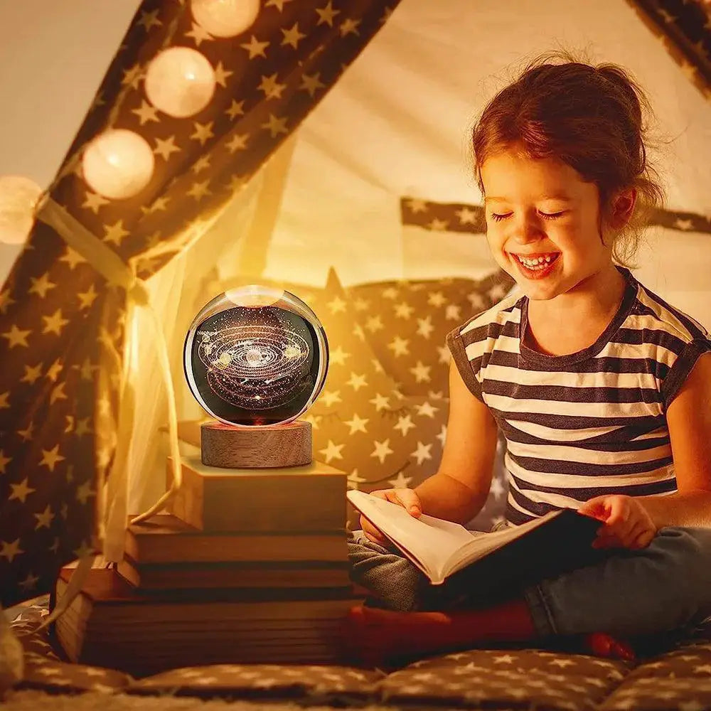 3D Galaxy Crystal Ball LED Night Light USB Home Decor Lamp