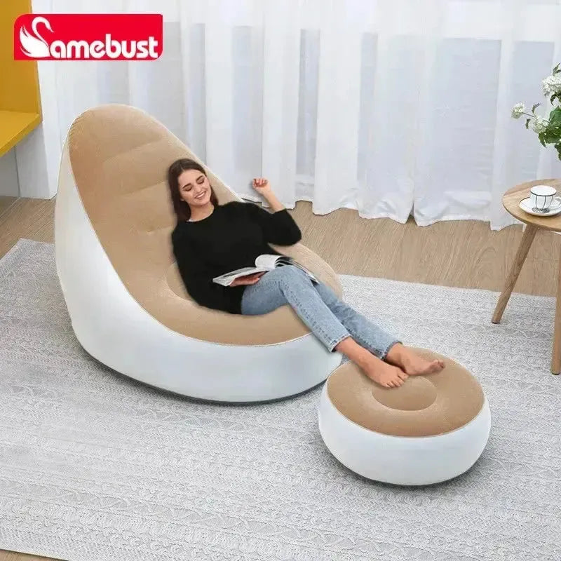 Camebust Foldable Inflatable Air Bed Lazy Sofa Mattress