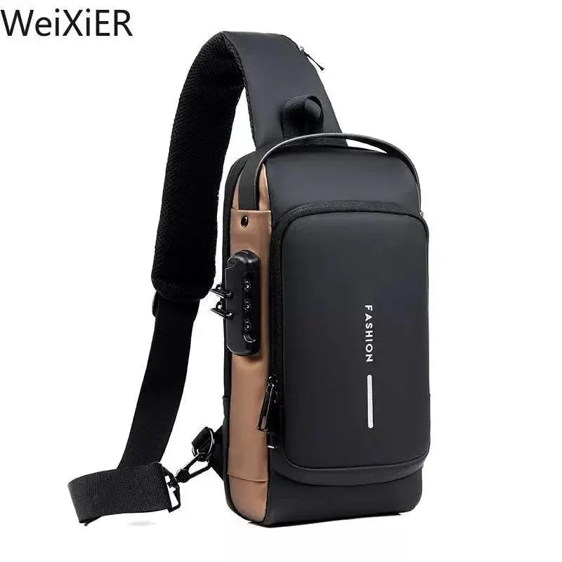 Mens USB Shoulder Bag Anti Theft Travel Organizer Pro