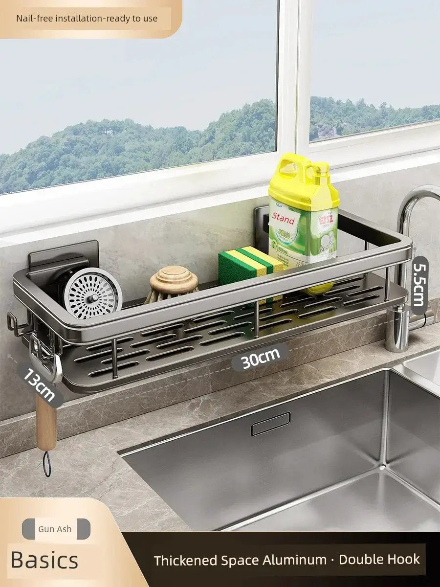 Punch Free Storage Rack Wall Mounted Kitchen Organizer