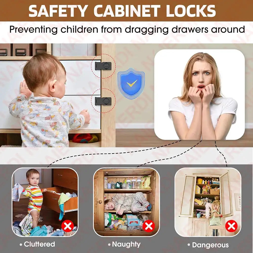NAIERDI Household Cabinet Password Hasp Locks Zinc Alloy Security Combination Coded Drawer Door Lock for Refrigerator,Shed