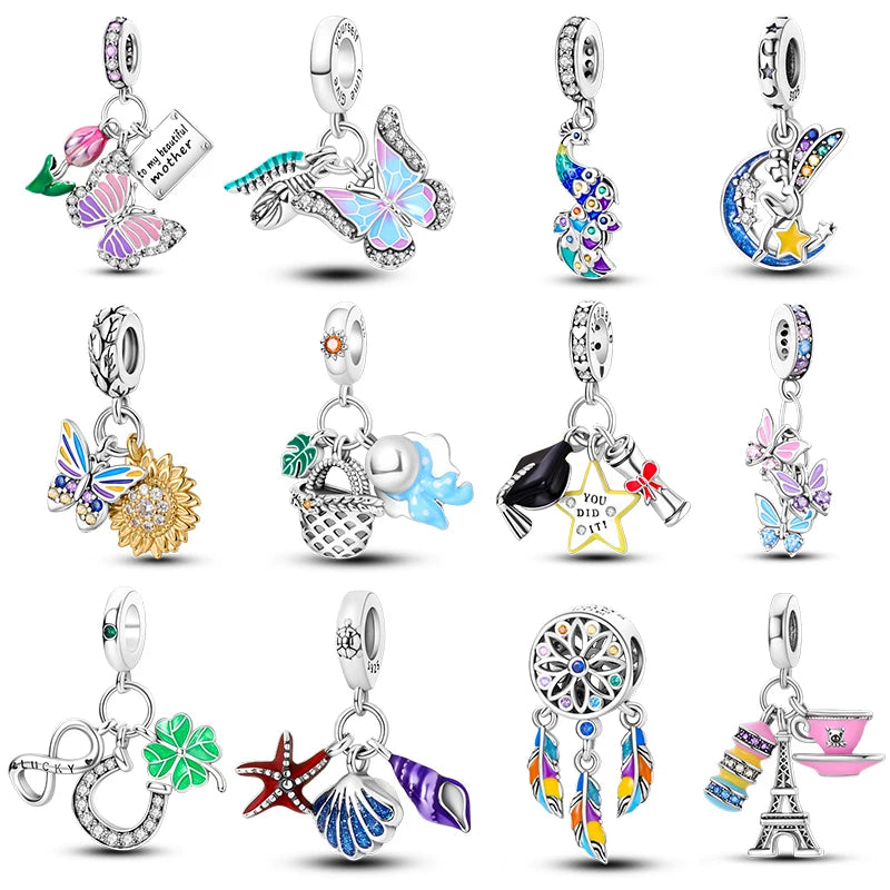 Real Sterling Silver Colorful Butterfly