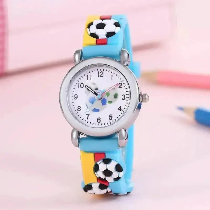 Kids Soccer Cartoon Watch Water Resistant Quartz Timepiece