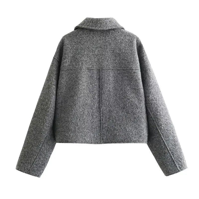 TRAF Tweed Zip Crop Jacket For Women Stylish Outerwear