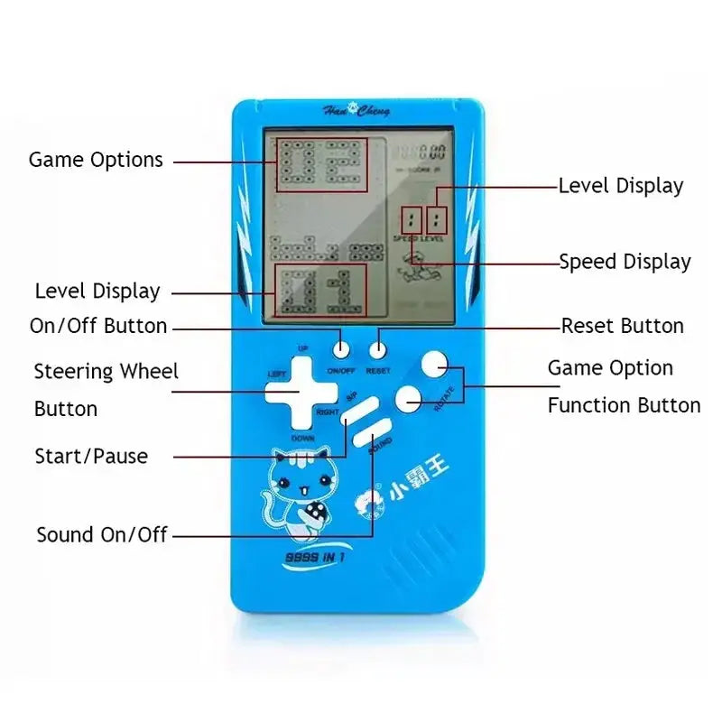 Classic Electronic Retro Puzzle Game Blue Large Screen