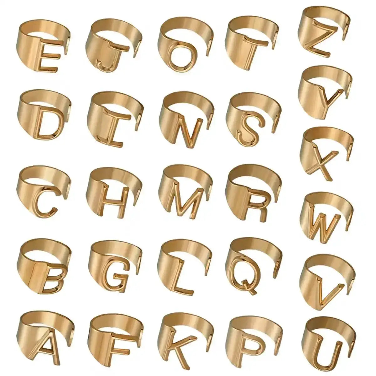 Fashion Stainless Steel Letter Initial Ring For Couples
