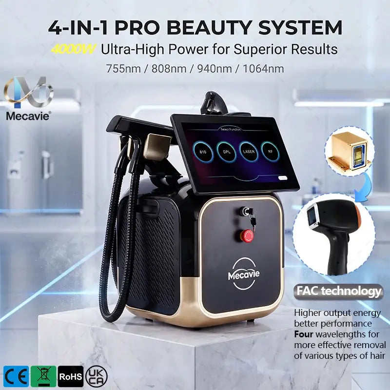 Newest 4 In 1 Diode Laser Pico 808 Carbon Peeling RF Ipl Nd Yag Picosecond Laser Opt Hair Removal Tattoo Removal Machine 5000W