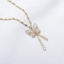 Exquisite Micro Inlaid Zircon Butterfly Tassel Necklace